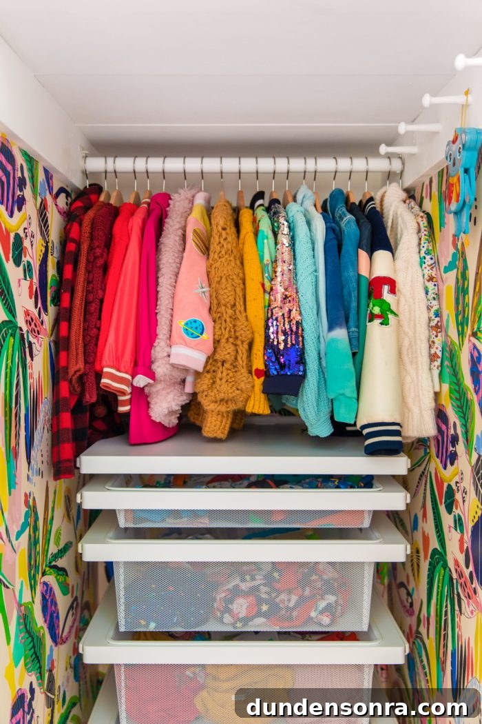 Arlo’s Colorful Big-Kid Bedroom Ideas 11 A closet with colorful jackets