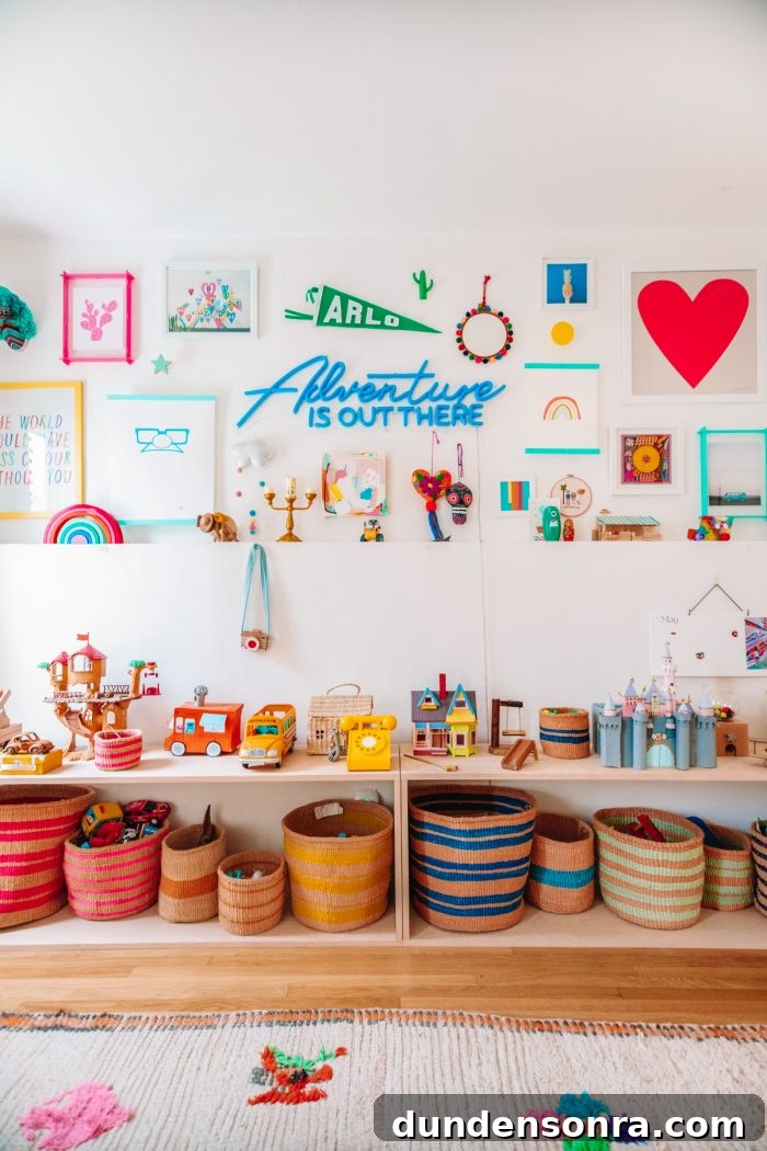Arlo’s Colorful Big-Kid Bedroom Ideas 8 A colorful room with decorations and storage