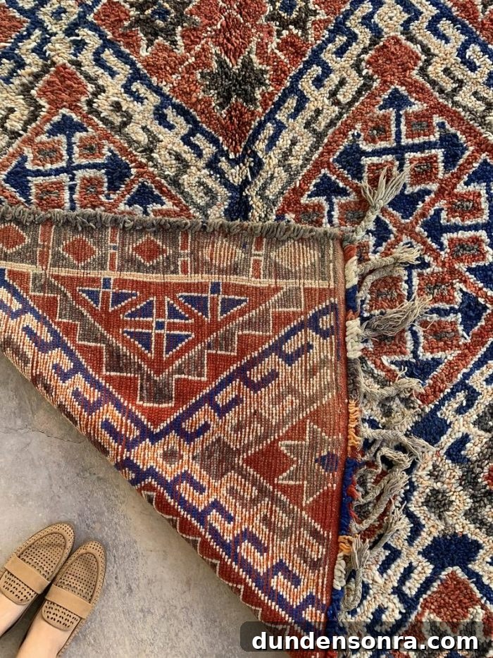 Blue and Terracotta Moroccan Marmoucha Rug