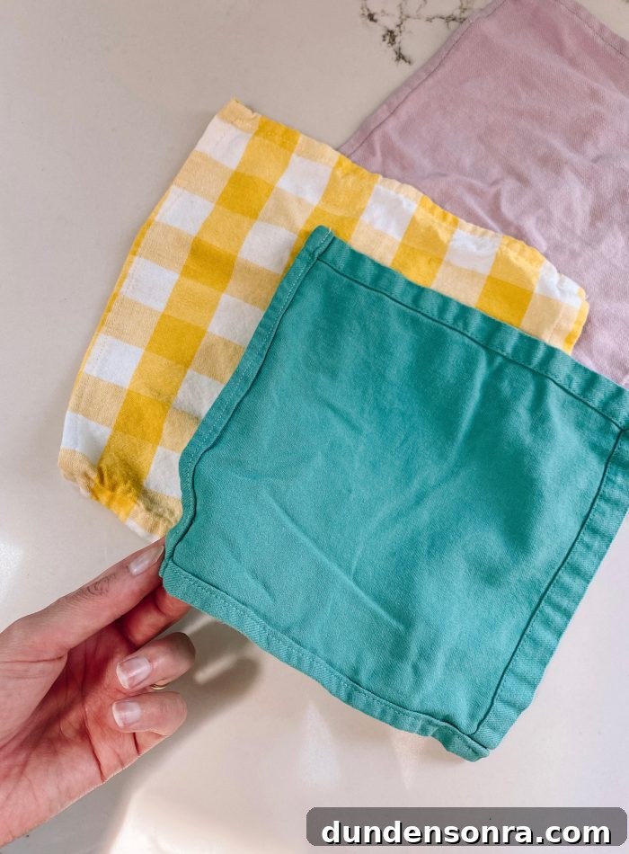 Sustainable Paper Towel Alternatives: Practical Ways to Eliminate Disposable Towels 5 Small square napkins made from larger napkins