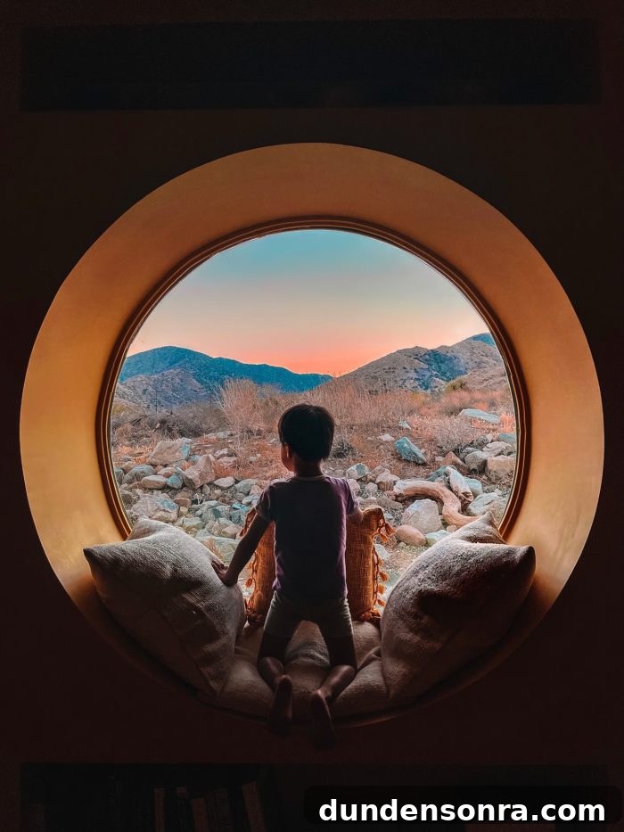 Top Things to See and Do in Joshua Tree & Yucca Valley 4 Circle window looking out on Yucca Valley desert