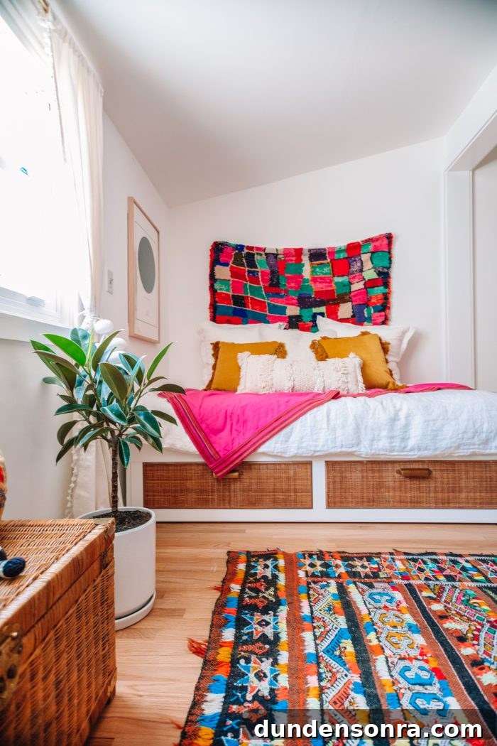 DIY Rattan BRIMNES Daybed: IKEA Hack Guide & Build Tips 3 IKEA Hack Cane Day Bed with Moroccan Rugs in a Guest Room