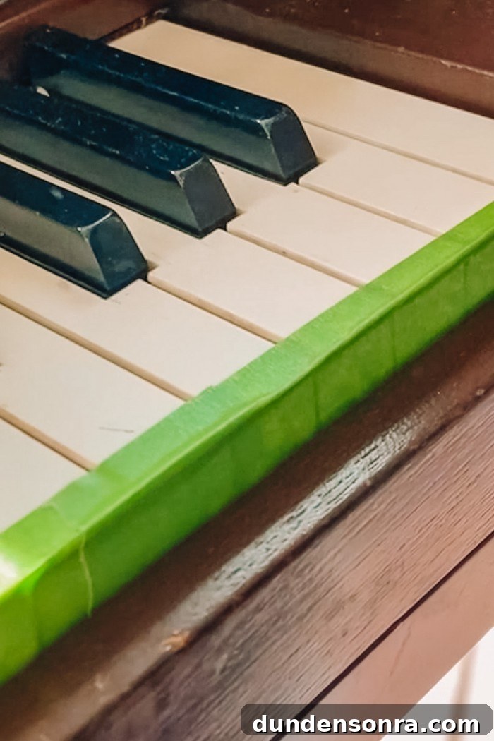 Covering piano keys in painter's tape