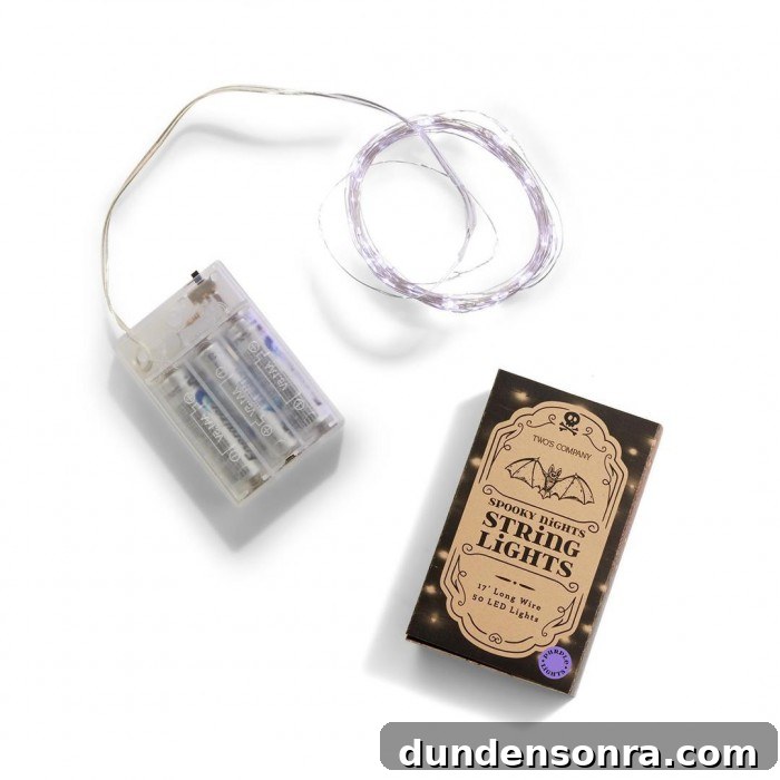 Top Halloween Home Decor Ideas to Transform Your Space 12 Purple string lights and box