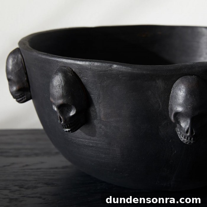 Top Halloween Home Decor Ideas to Transform Your Space 22 Black Skull Candy Bowl
