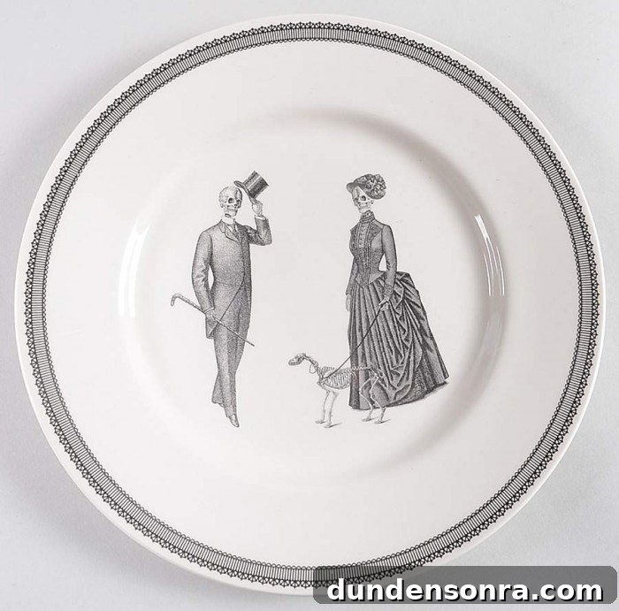Top Halloween Home Decor Ideas to Transform Your Space 23 Victorian skeleton plate on a white background