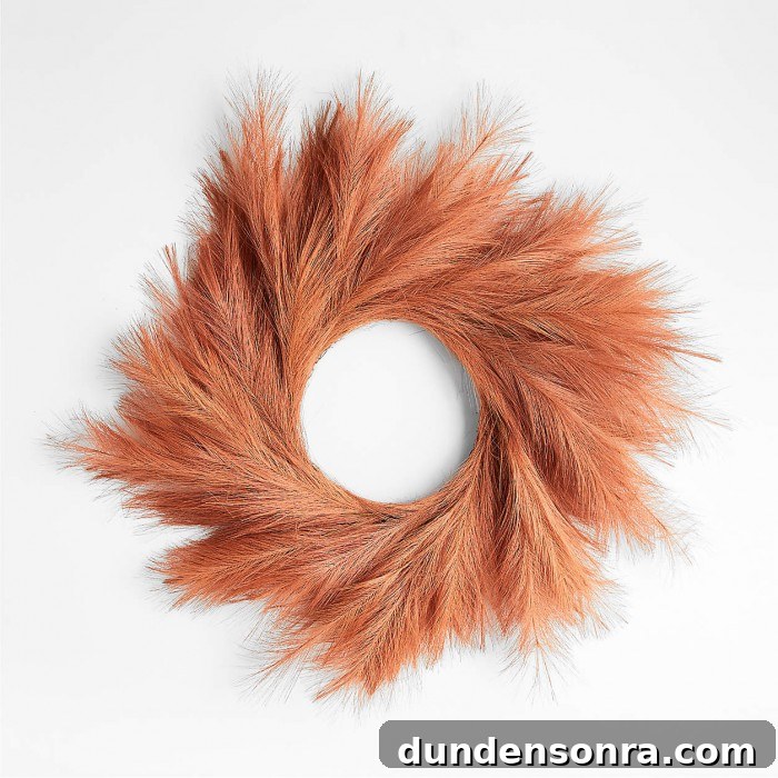 Top Halloween Home Decor Ideas to Transform Your Space 26 Rust pampas grass wreath on a white background