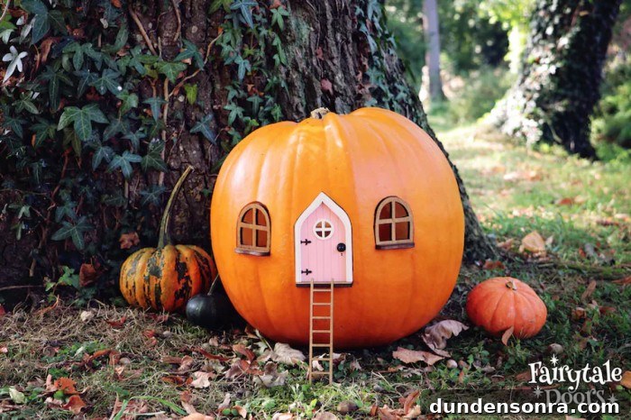 Top Halloween Home Decor Ideas to Transform Your Space 34 Pumpkin Fairy Door House Set