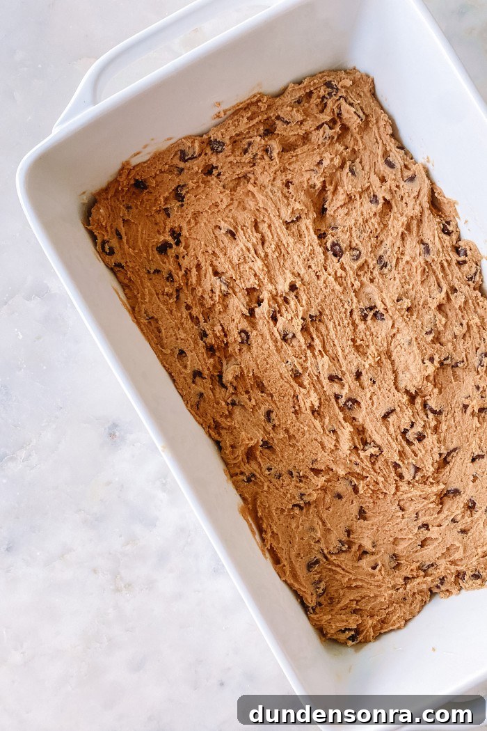 Chewy Chocolate Chip Cookie Bars Recipe for Perfect Snacks 4 pan of chocolate chip cookie dough