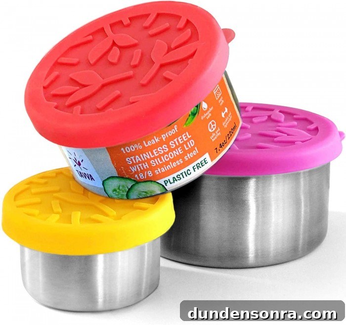 Preschool Lunch and Classroom Essentials: What Every Parent Needs 8 stainless steel snack storage containers with colorful silicone lids