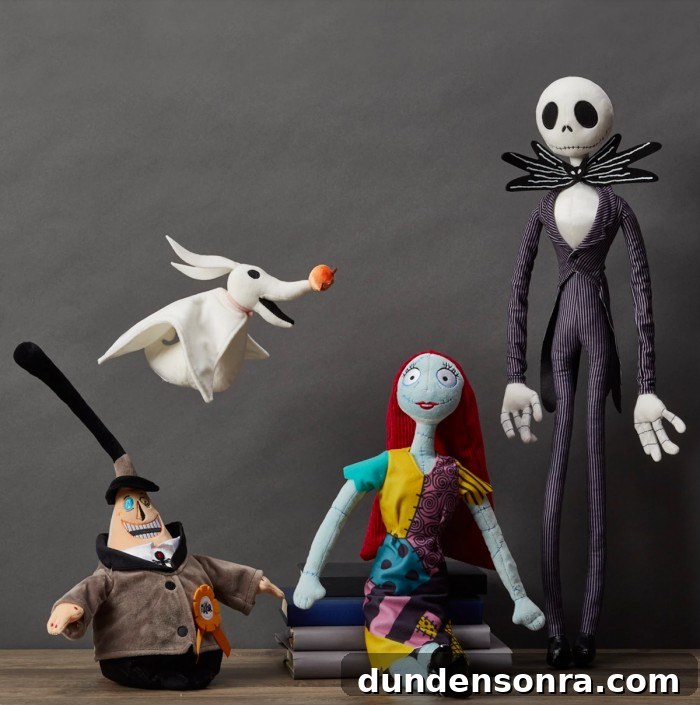 Nightmare Before Christmas Decorations, Games & Gear Guide 33 Nightmare Before Christmas plush dolls in front of a gray background