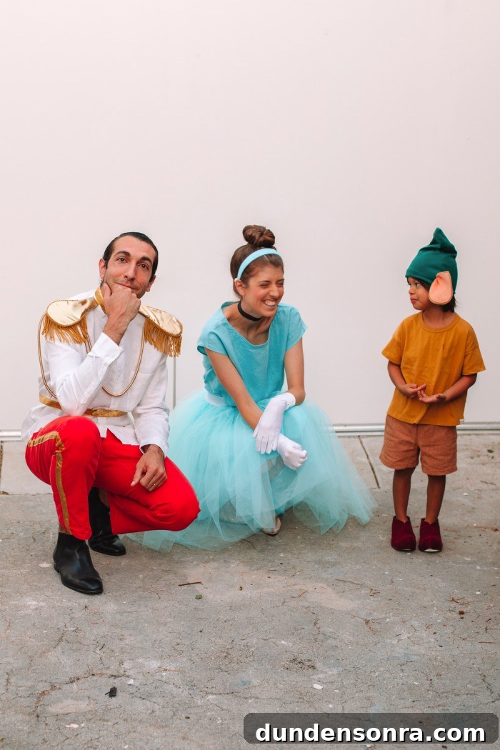 Creative Halloween Costume Ideas for Groups of 3 32 Family in Cinderella, Prince Charming and Gus Gus Halloween Costumes