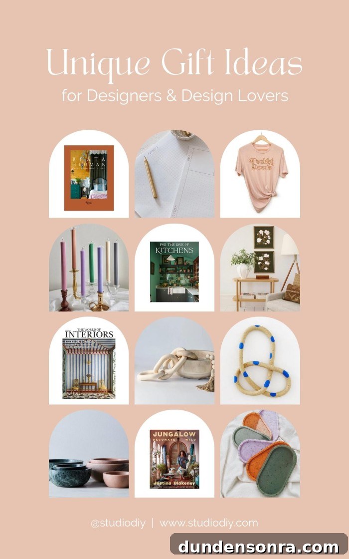 Gift Ideas for Designers and Design Enthusiasts 2 Photo collage with title "gift ideas for designers and design lovers"