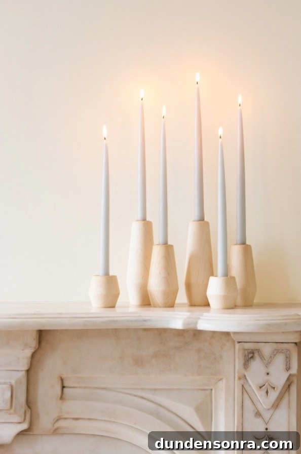 Gift Ideas for Designers and Design Enthusiasts 19 Wood taper candle holder with candles in use