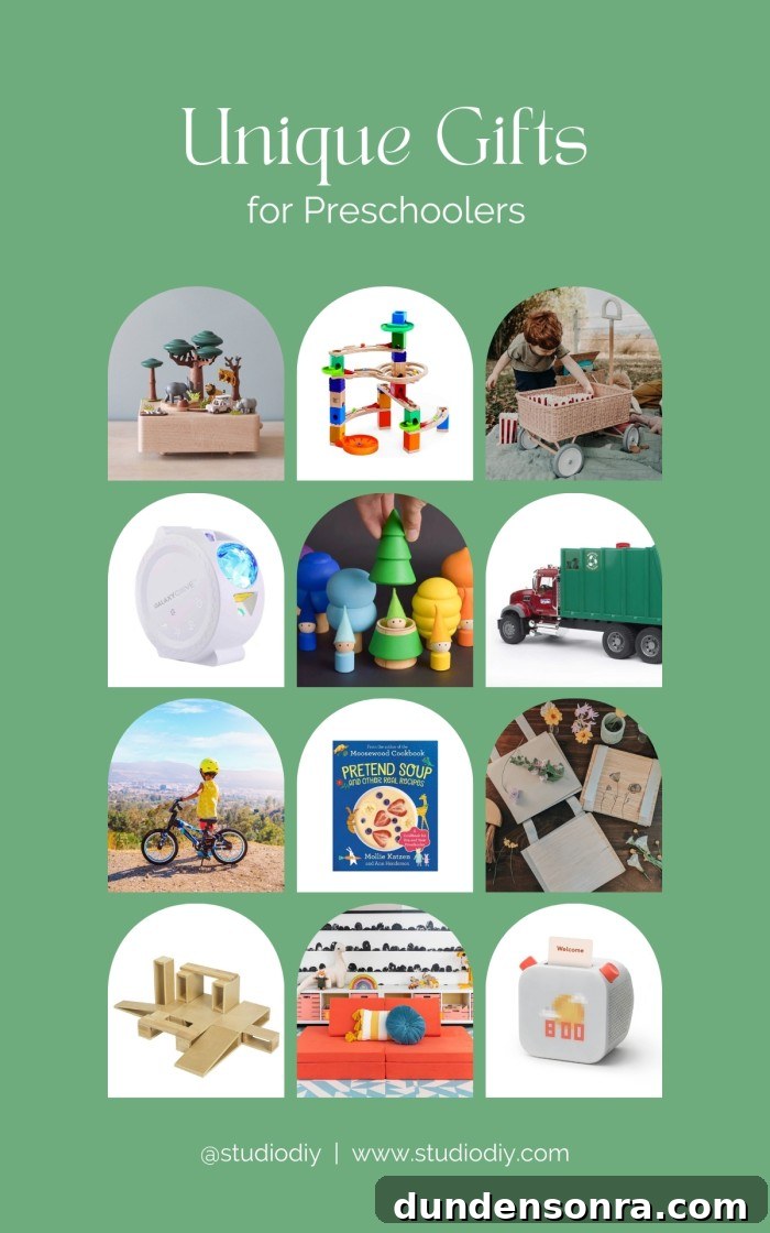 Photo collage with gifts and toys for preschoolers