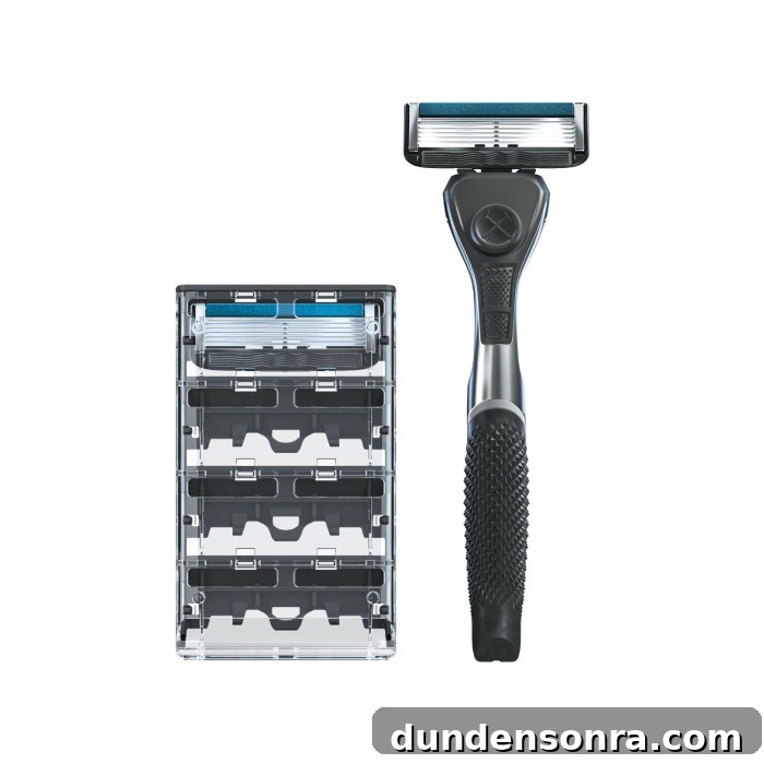 Unique Gift Ideas for People Who Truly Have Everything 16 Razor and razor blades on white background