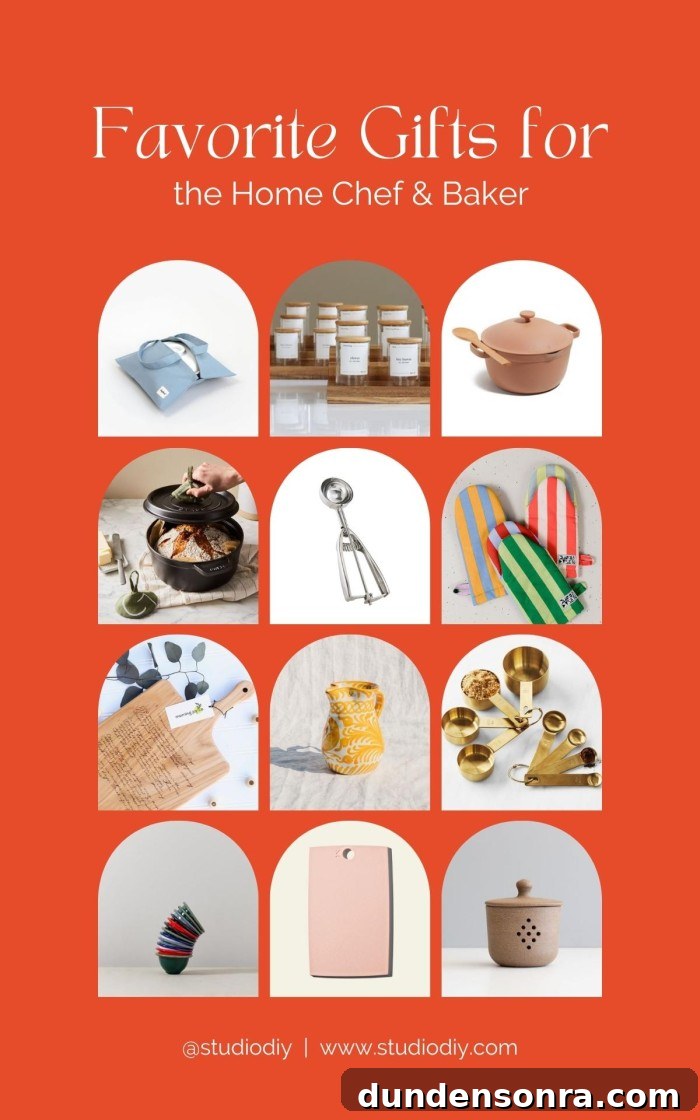 Gift Ideas for Home Chefs and Bakers 2 photo collage of gifts for chefs and bakers