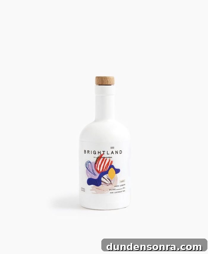 Brightland olive oil bottle with colorful label! 