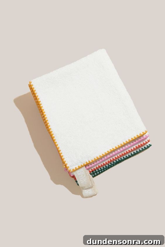 Tea towel, white with different colored trims! 