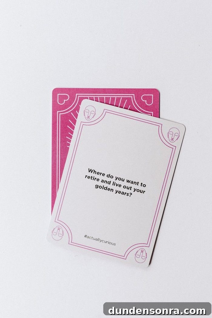 Card from the game "Actually Curious" with the question; where do you want to retire and live our your golden years? 