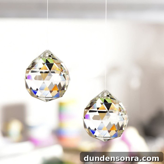 crystals hanging in light