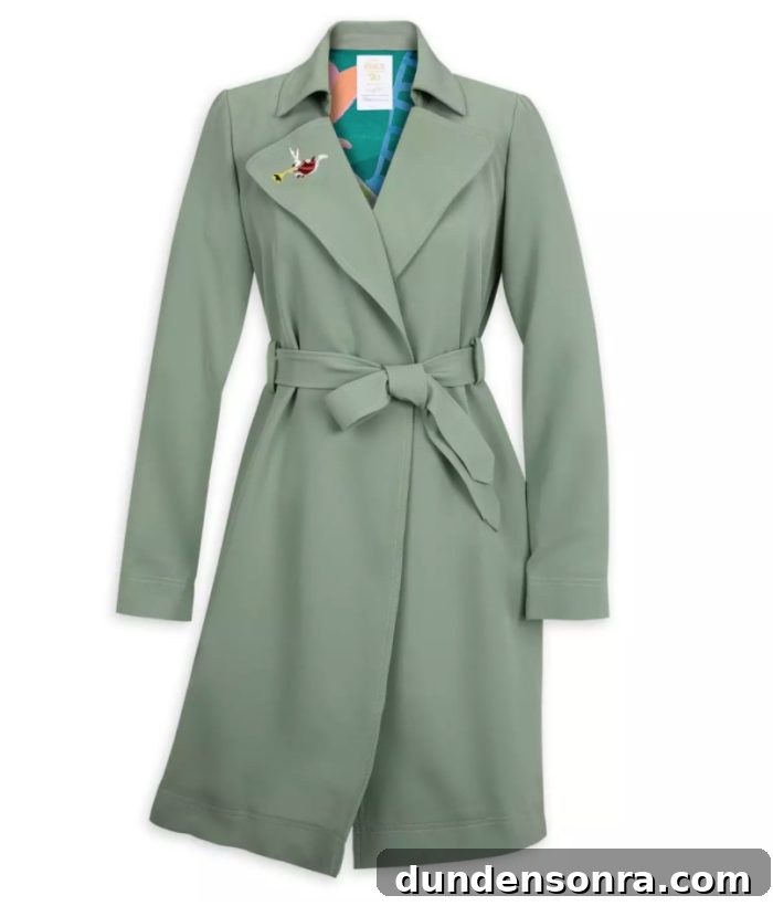 Mary Blair Alice in Wonderland Trench Coat, green color. 