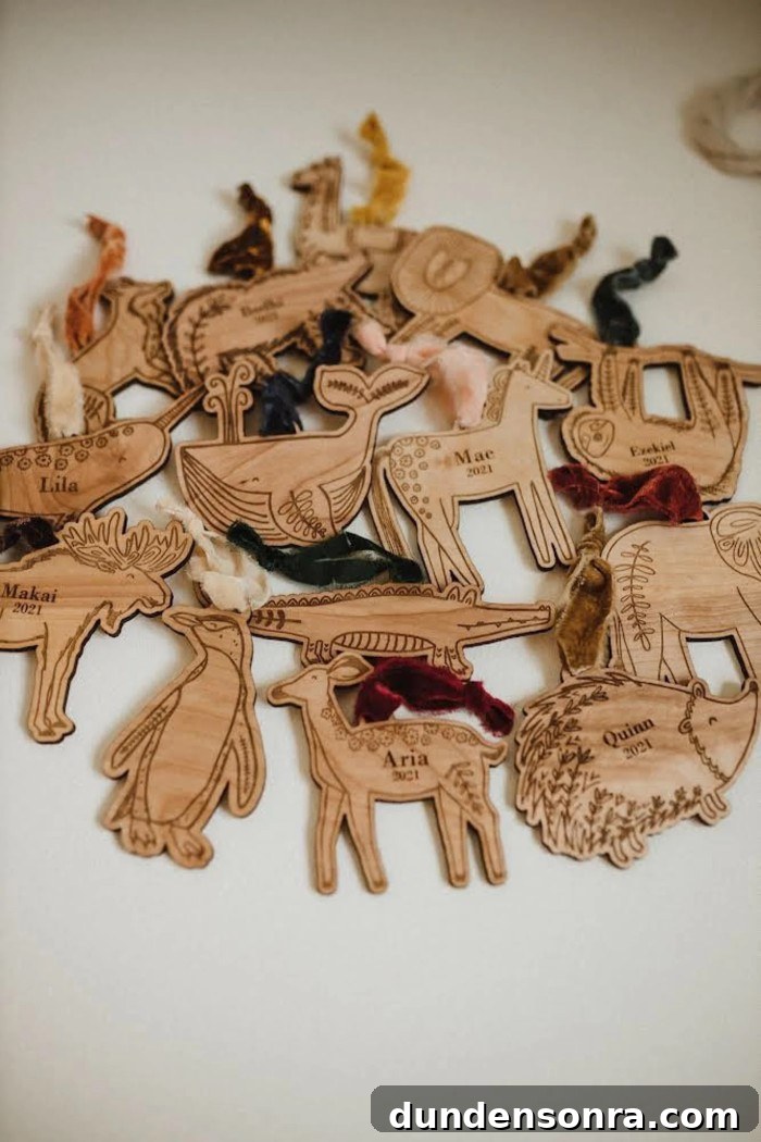 wooden animal christmas ornaments