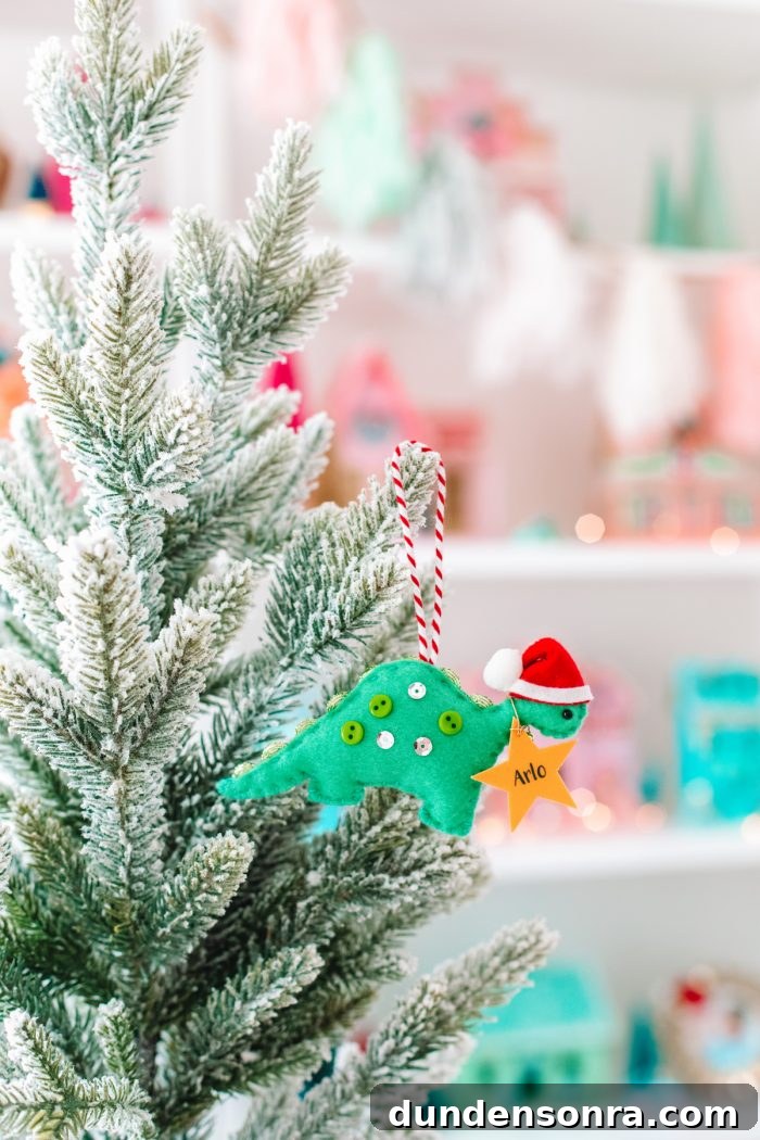 Non-Breakable Ornaments for Kids - Felt Dinosaur Ornament