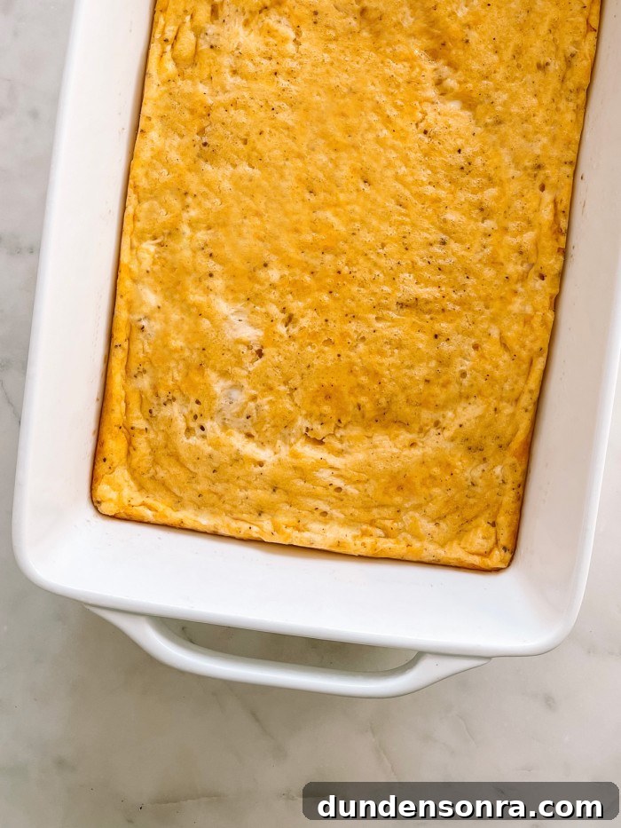 cheddar egg bake on marble table
