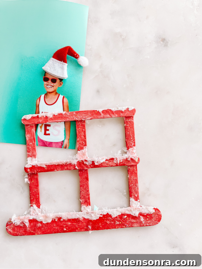 Christmas Window Popsicle Stick Ornament Craft Ideas 8 Popsicle stick window with fake snow and photo of child