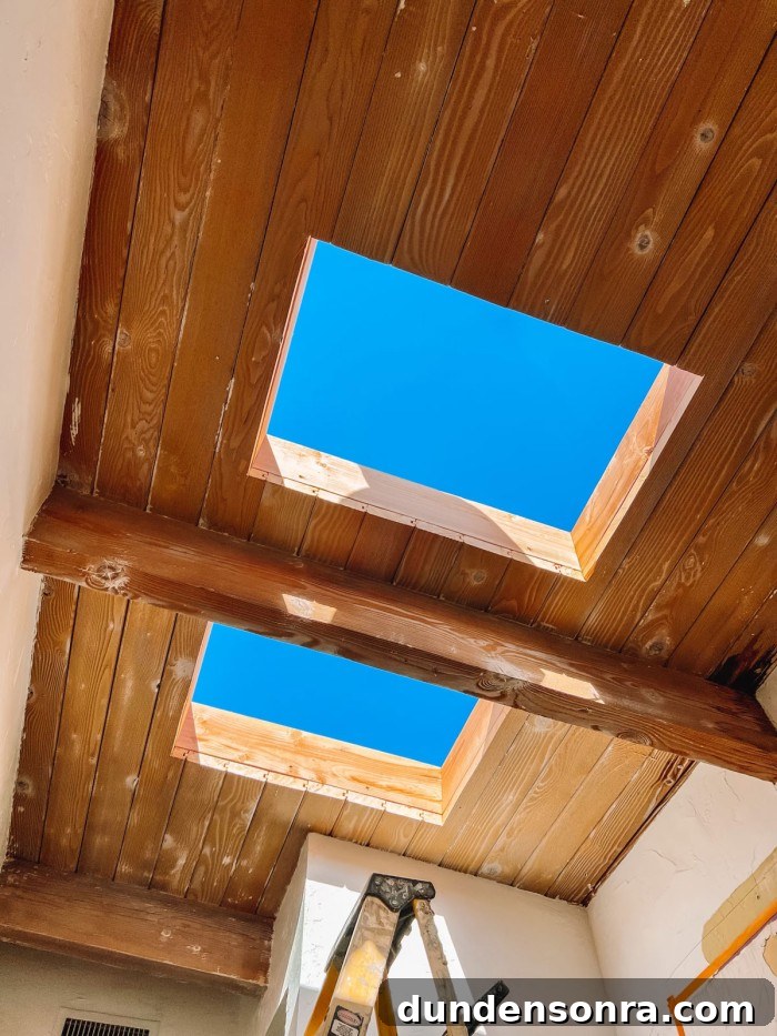 Palm Springs Main Bathroom Remodel Ideas and Plans 8 Skylights in Wood Ceiling