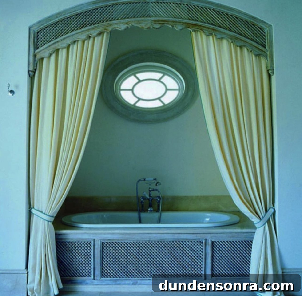 mint shower curtain and tub