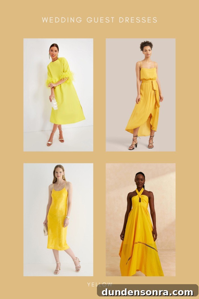 collage of yellow dresses