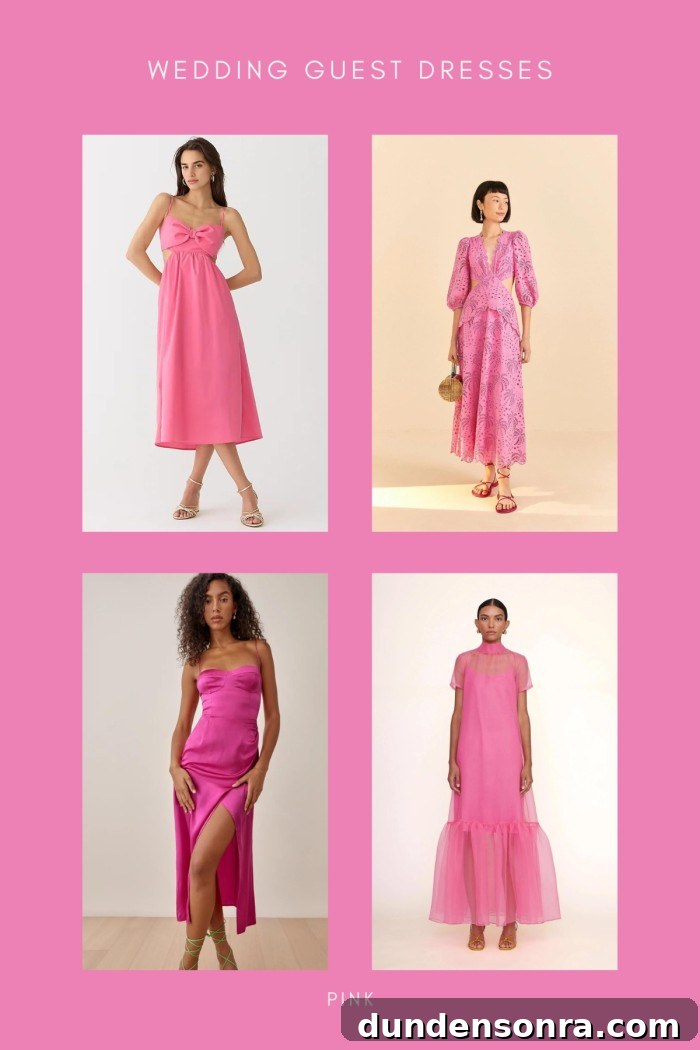 collage of pink dresses