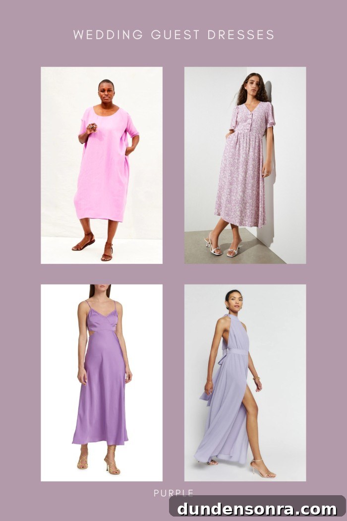 collage of purple dresses