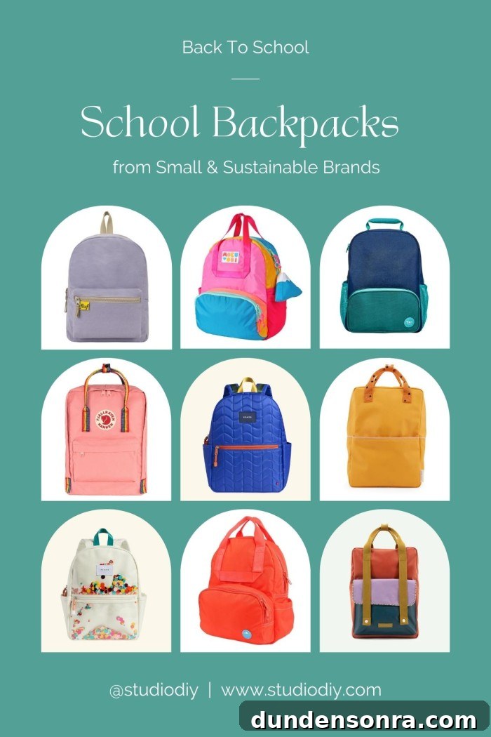 grid of backpack photos with "school backpacks" as title