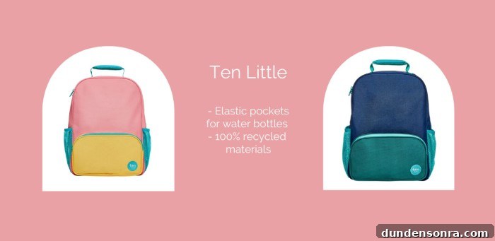 Ten Little backpack brand collage