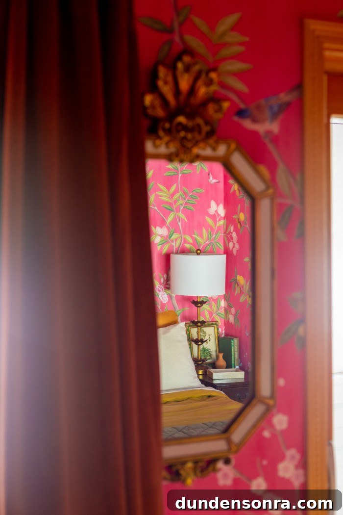 Vintage mirror with velvet curtain covering it
