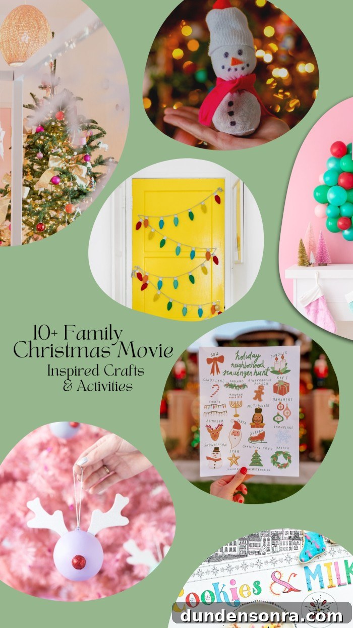 10 Family Christmas Crafts and Activities Inspired by Movies 2 collage of photos with words family christmas movie inspired crafts and activities