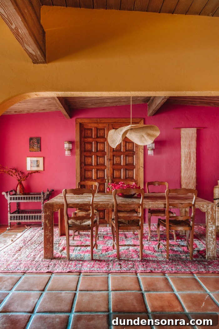 Magenta Pink Dining Room Ideas: Bold Color Decor Inspiration 12 pink dining room behind yellow wall