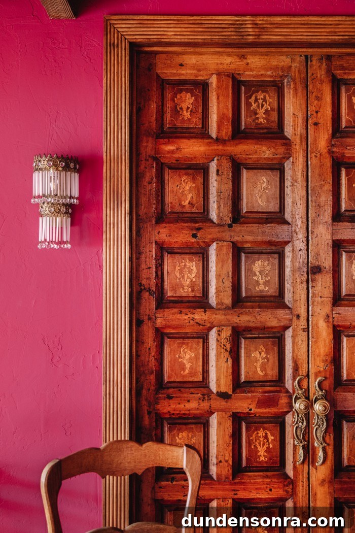 Magenta Pink Dining Room Ideas: Bold Color Decor Inspiration 10 wood doors and a pink wall