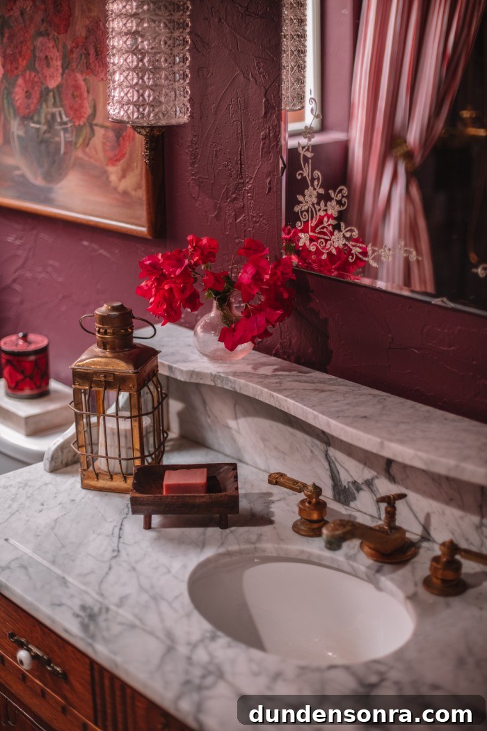 Rich, Moody Purple Bathroom Design Ideas 14 marble vanity top in purple bathroom