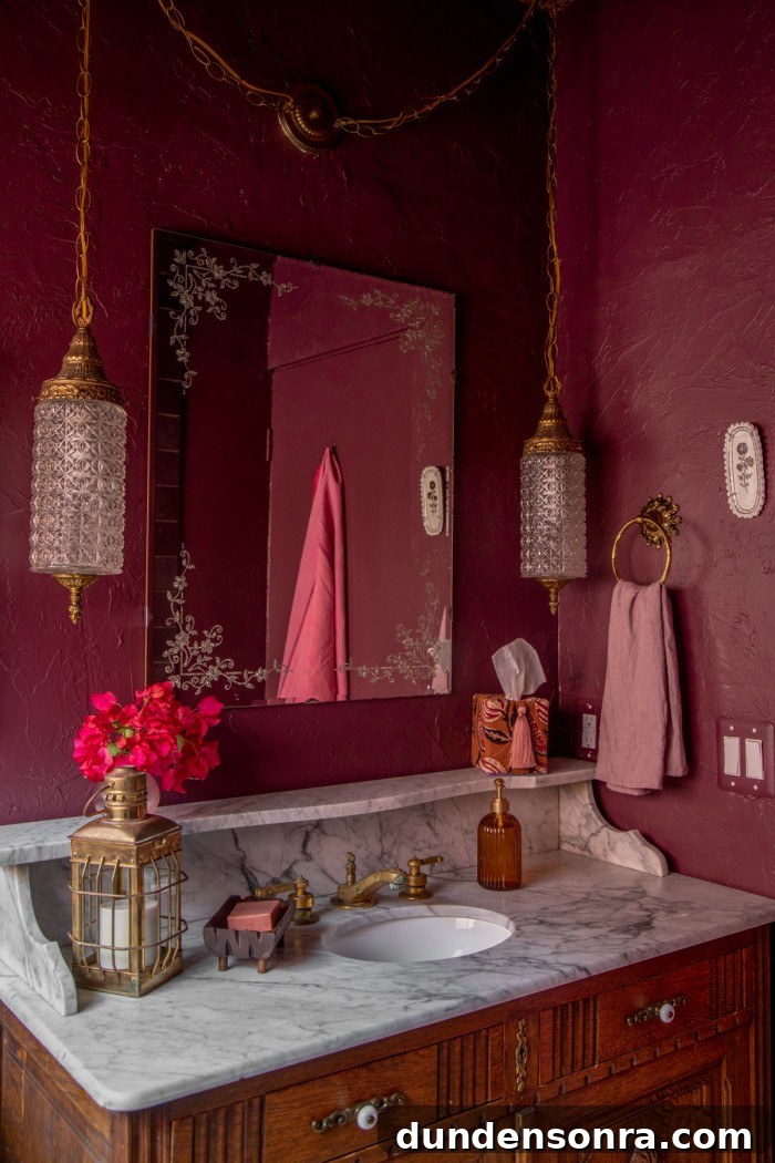 Rich, Moody Purple Bathroom Design Ideas 16 purple bathroom with hanging crystal pendants