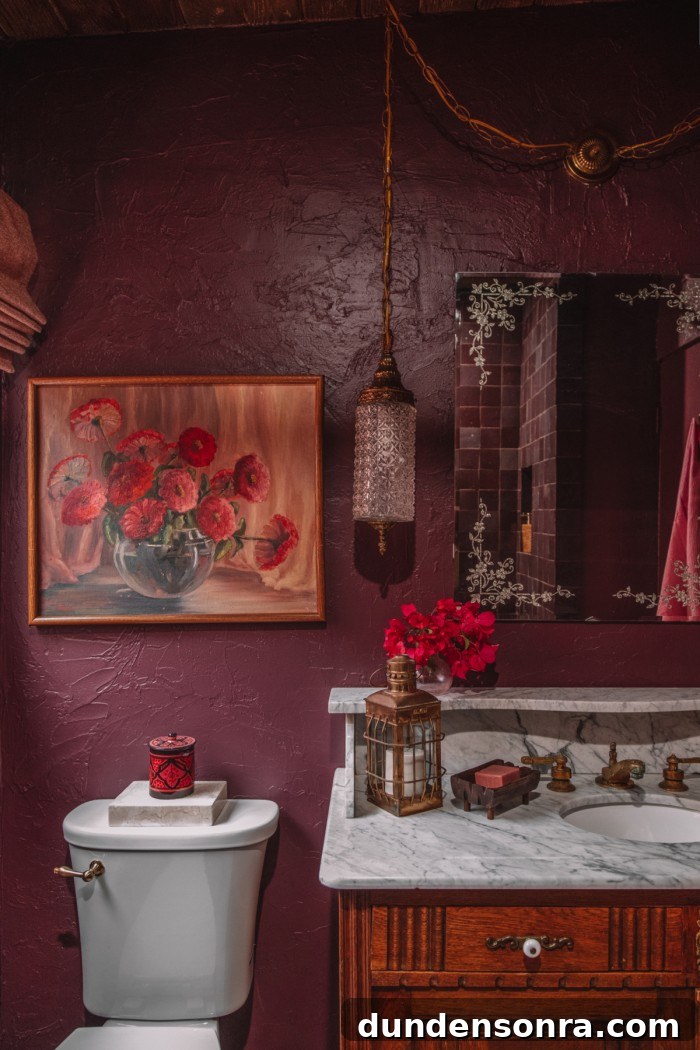 Rich, Moody Purple Bathroom Design Ideas 9 purple bathroom with floral painting