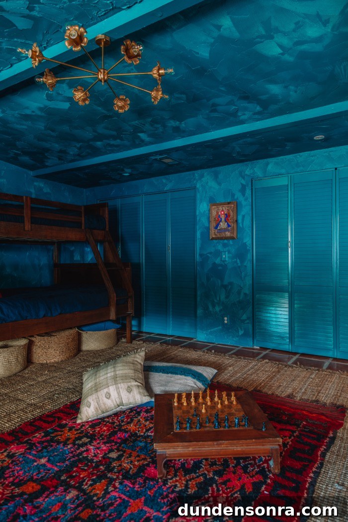 Textured Teal Bunk Room Ideas for Stylish Small Spaces 8 teal room with teal closet doors