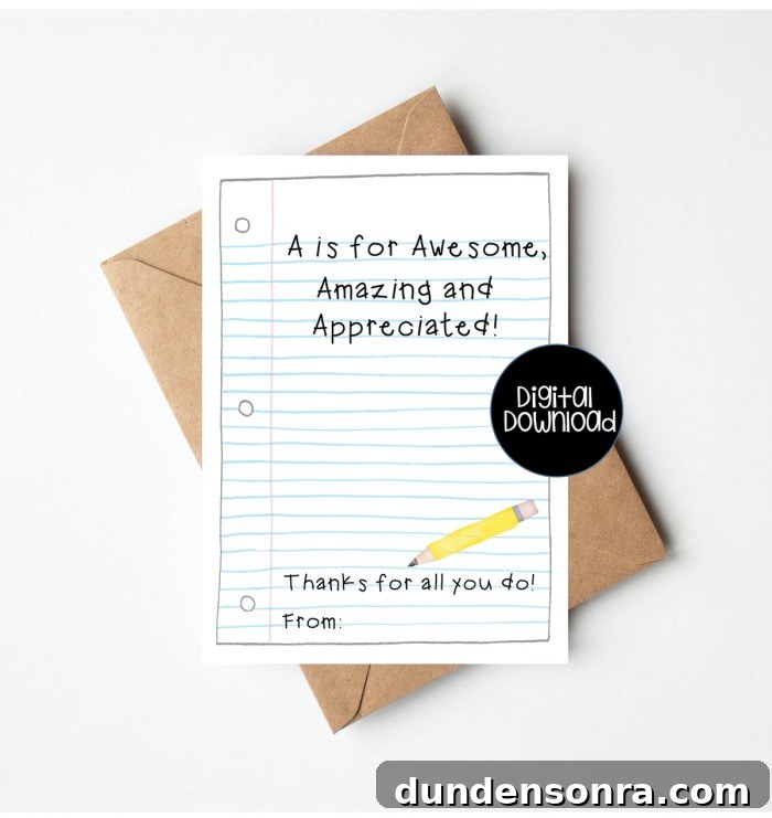 teacher appreciation gift card holder printable