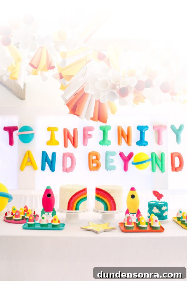 Infinity and beyond birthday party tablescape.