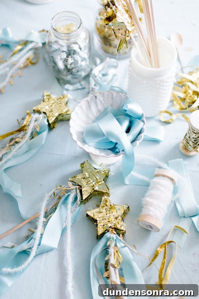 Gold star wand DIY for Cinderella birthday party theme.