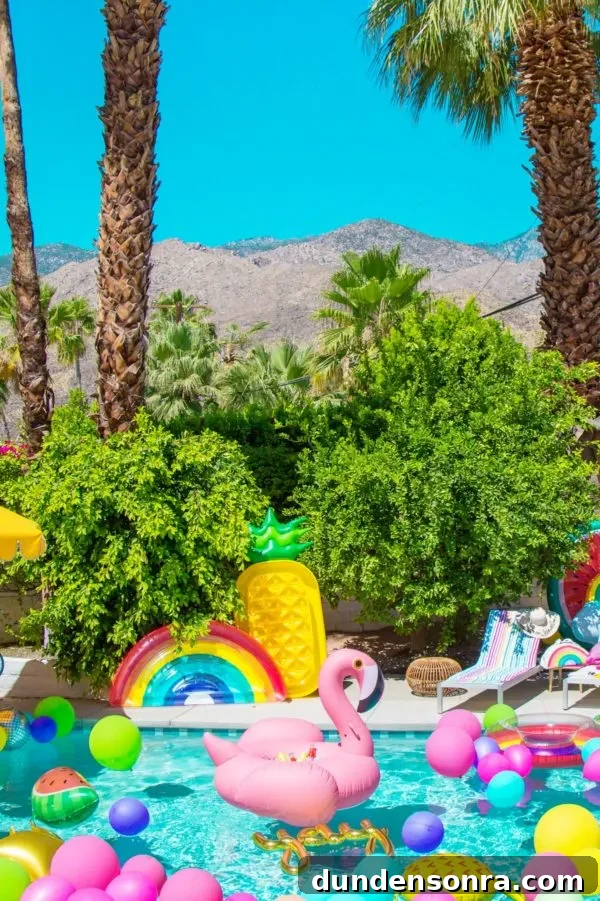 Balloons in pool. 