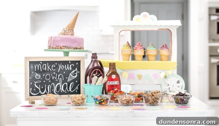 Ice cream sundae bar. 